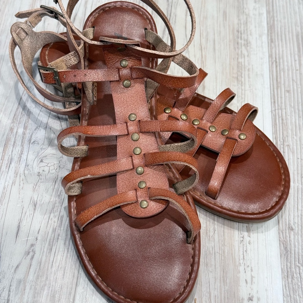 MIA Tan Leather Strappy Sandals